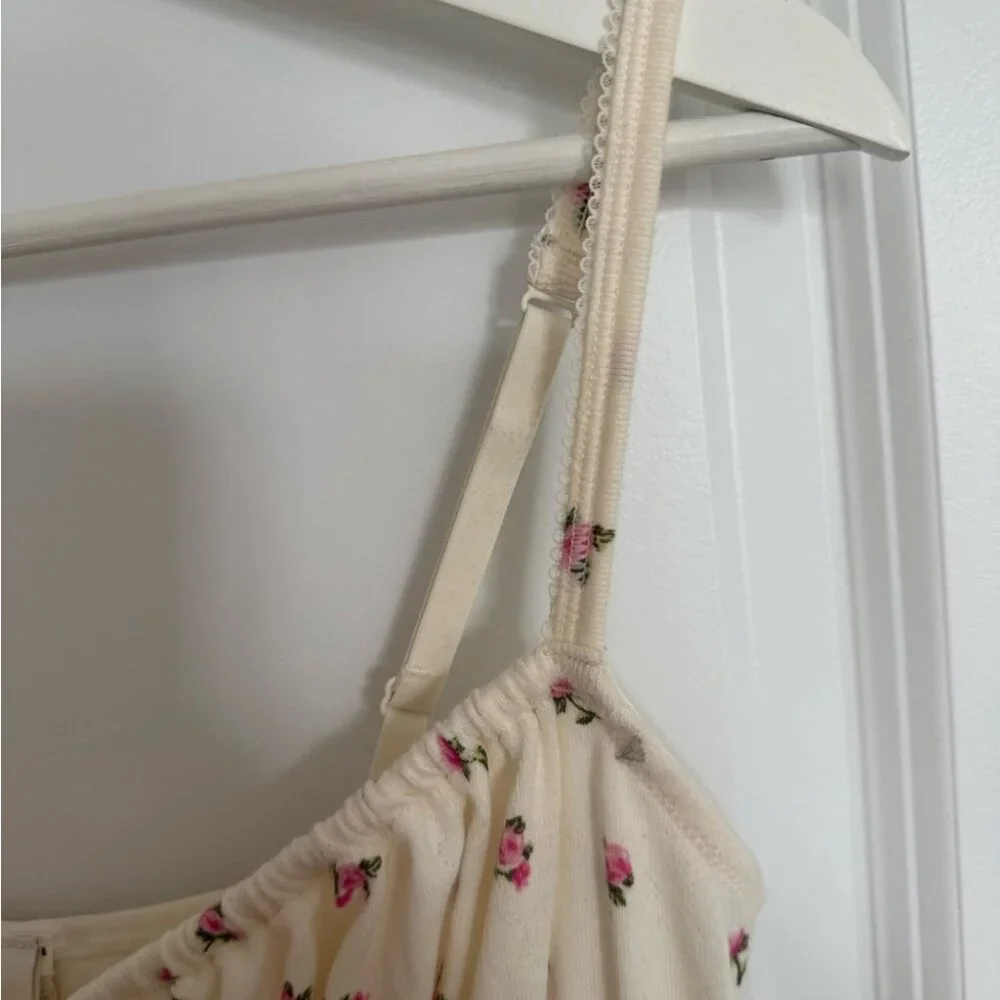 SKIMS NWOT Logo Pointelle Floral Cream Mini Dress - Picture 6 of 9